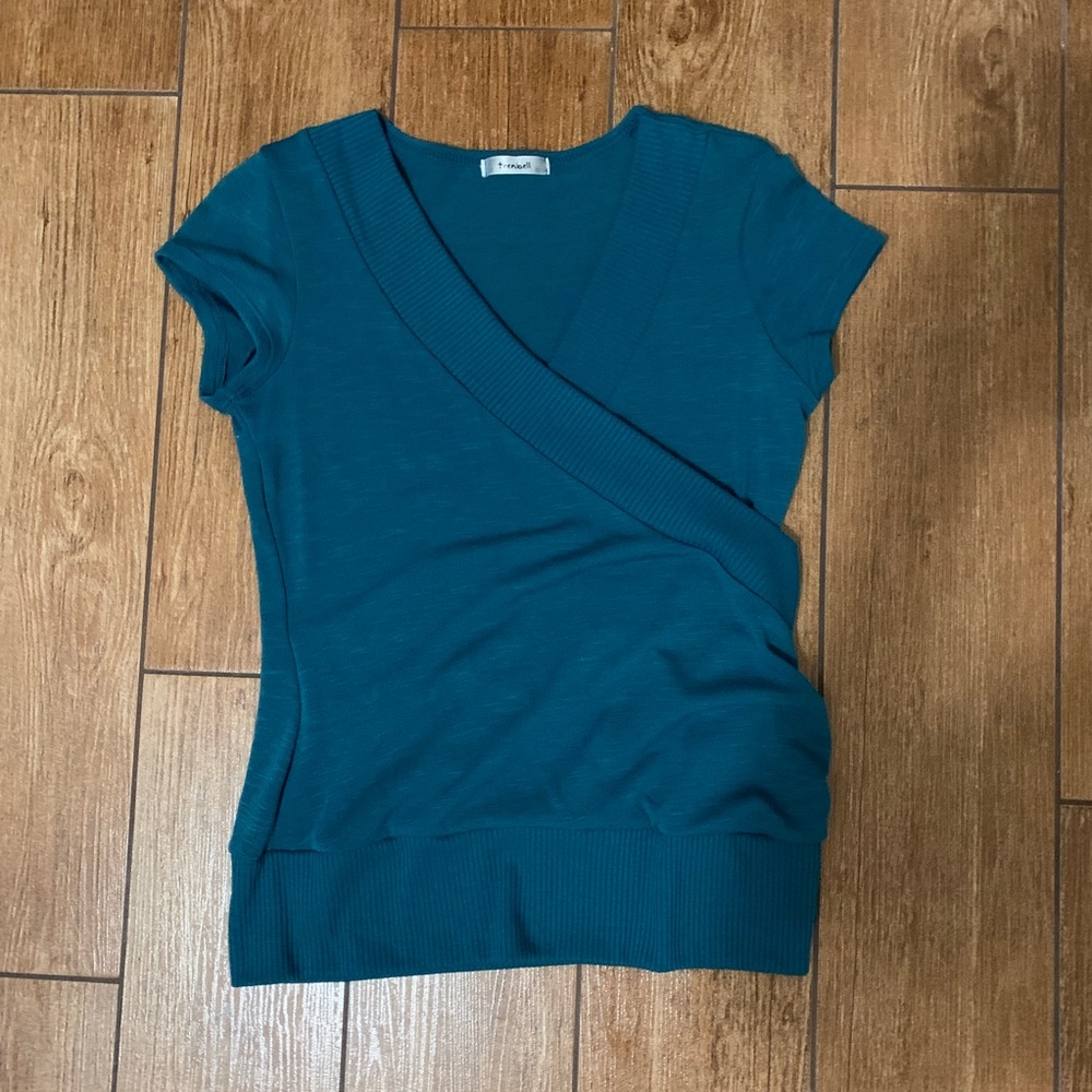 Teal Criss Cross Sweater Tee